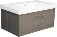 Тумба с раковиной La Fenice Cubo 80 подвесная, cappuccino, ручка хром, раковина Cubo 80