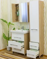 Шкаф пенал для ванной Sanflor Ларго R, вяз швейцарский, белый