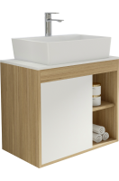 Тумба с раковиной Teymi Nura 70 дуб эврика, матовая белая, раковина Aina 56
