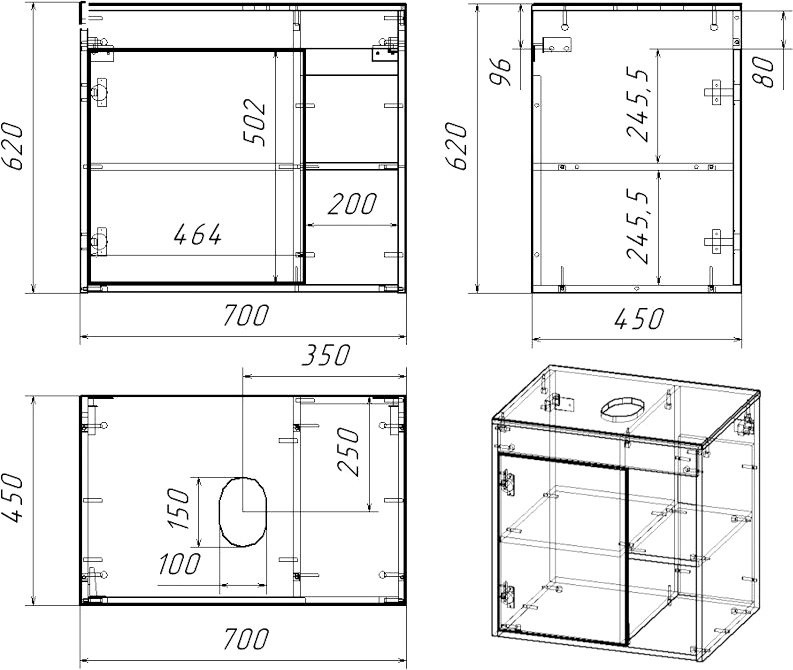 Тумба с раковиной Teymi Nura 70 дуб эврика, матовая белая, раковина Aina 56