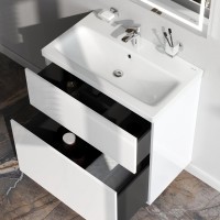 Тумба с раковиной AM.PM Gem 75 белый глянец, с 2 ящиками