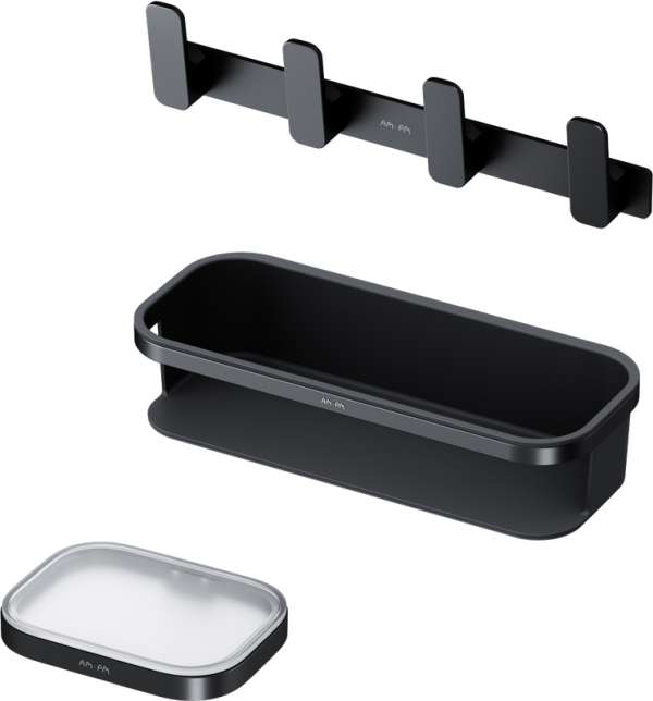 Мыльница AM.PM Func A8F34222 черная + Полка AM.PM Func A8F53122 черная + Крючок AM.PM Func A8F35922 черный