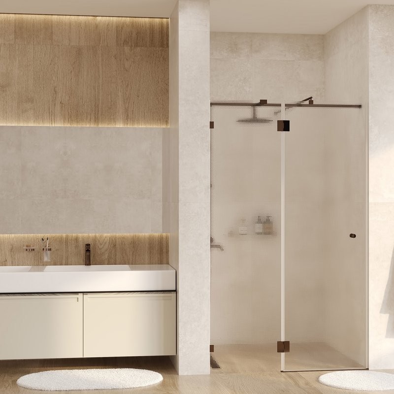 Душевой уголок Wasserkraft Ems 76H10L-TXG 120х100 см, стекло текстурное, фурнитура золото