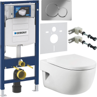 Комплект Унитаз подвесной Roca Meridian + Крышка + Инсталляция Geberit Duofix UP 320 111.300.00.5 + Кнопка Sigma 01 115.770.21.5 хром + Крепления 111.815.00.1 к стене + Звукоизоляция