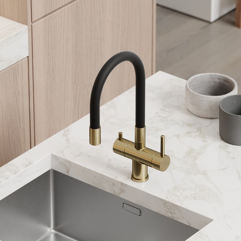 Смеситель для кухни Sancos Lucia SC4004BG с гибким изливом, брашированное золото