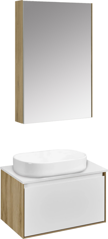 Мебель для ванной комнаты AQUATON Либерти 70 со столешницей белый глянец, раковина Лола 60