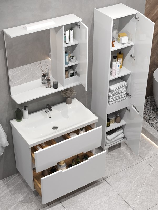 Мебель для ванной комнаты SanStar Ориана 80 напольная, раковина Cersanit Moduo 80