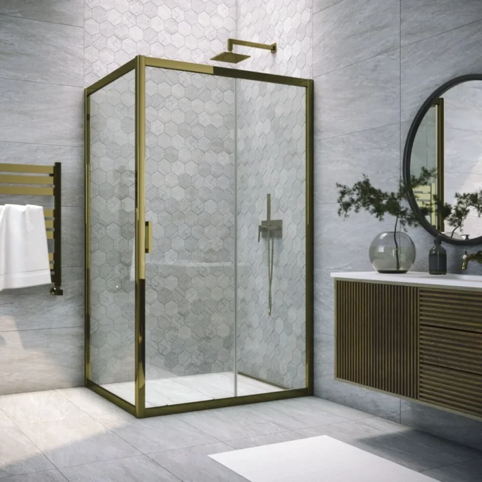 Душевой уголок Vegas Glass ZP+ZPV Tur Novo h1900 100*70 05 01 профиль бронза, стекло прозрачное