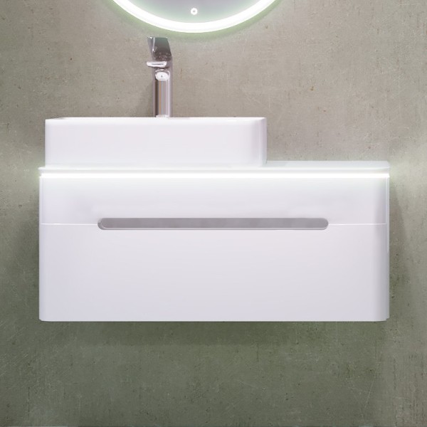 Тумба под раковину Jorno Shine 90, подвесная, белая