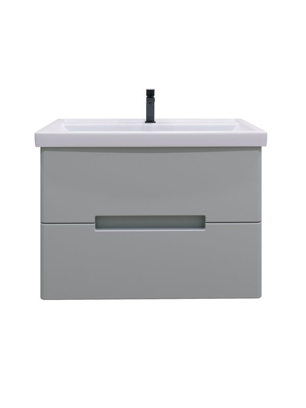 Тумба с раковиной SanStar Ориана 70 подвесная, серая, раковина Kirovit Фостер 70