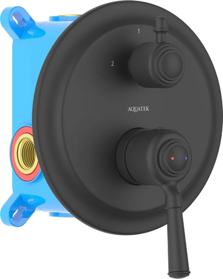 Встраиваемый смеситель для душа и ванны AQUATEK Классик AQ1546MB С ВНУТРЕННЕЙ ЧАСТЬЮ, матовый черный