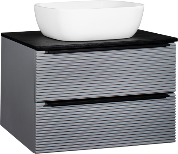 Тумба с раковиной Runo Орлеан 70 серая, черная, раковина Bella 40