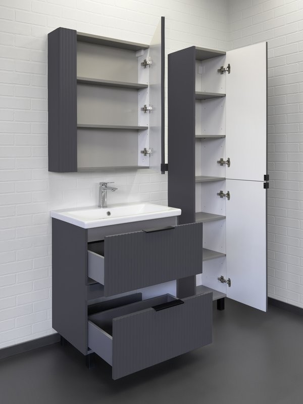 Мебель для ванной комнаты Comforty Лима 70Н2 напольная, антрацит