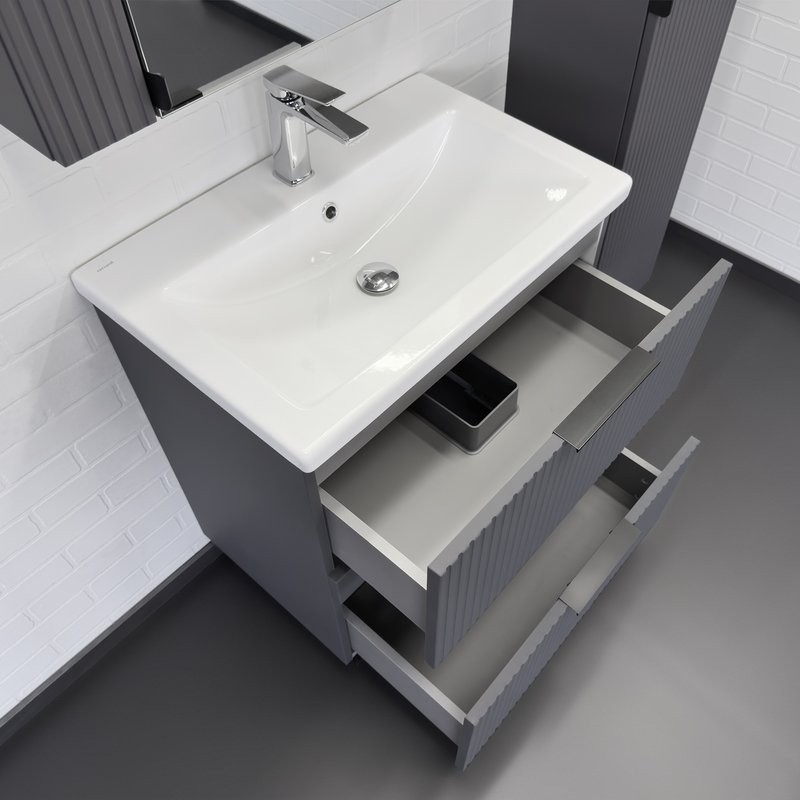 Мебель для ванной комнаты Comforty Лима 70Н2 напольная, антрацит