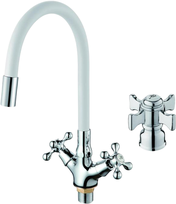 Смеситель для кухни D-lin D153807-3 с гибким изливом, белый