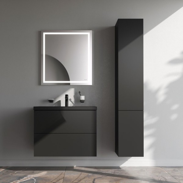 Мебель для ванной комнаты AM.PM Gem 75 черная матовая, подвесная, с 2 ящиками