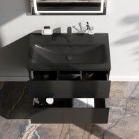 Мебель для ванной комнаты AM.PM Gem 75 черная матовая, подвесная, с 2 ящиками