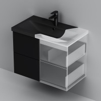 Мебель для ванной комнаты AM.PM Gem 75 черная матовая, подвесная, с 2 ящиками