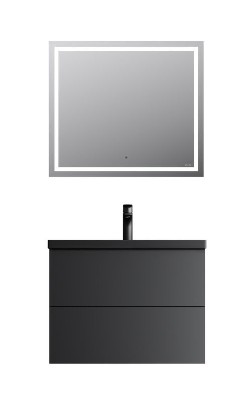Мебель для ванной комнаты AM.PM Gem 75 черная матовая, подвесная, с 2 ящиками