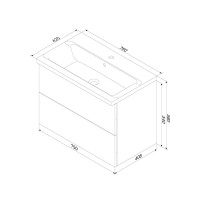 Мебель для ванной комнаты AM.PM Gem 75 черная матовая, подвесная, с 2 ящиками