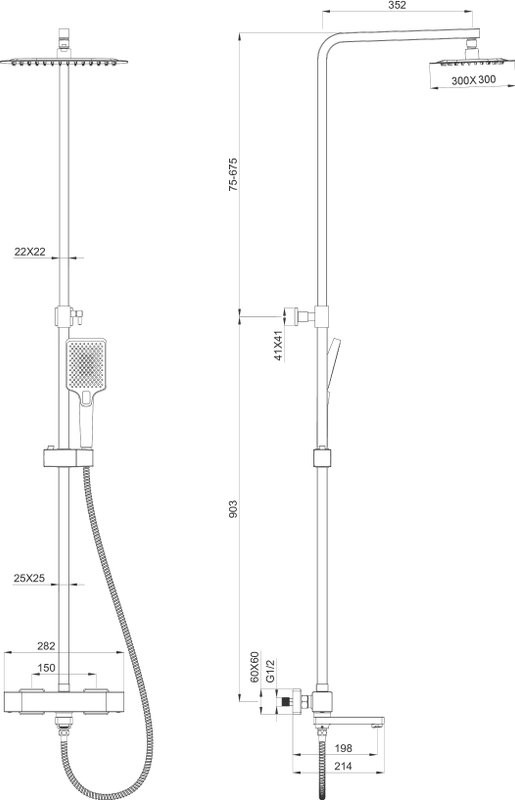 Душевая стойка Wonzon & Woghand WW-88739901-BGM темный графит