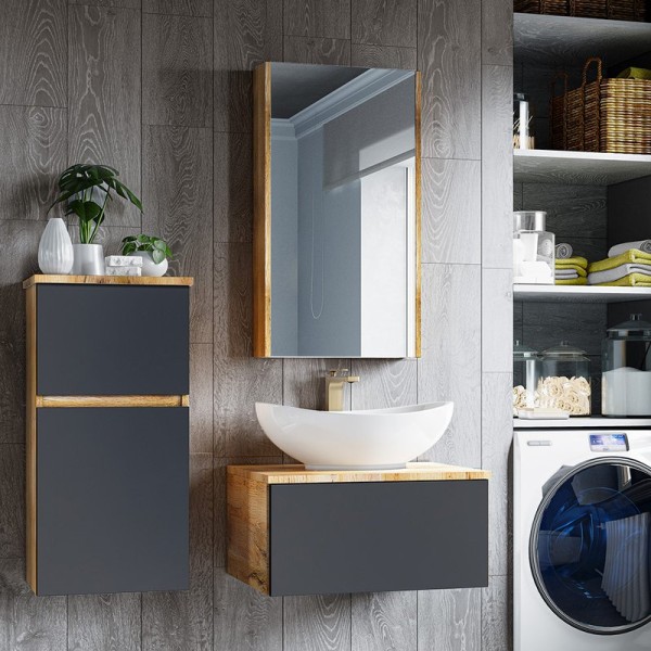 Мебель для ванной комнаты Misty Ива 60 графит, каштан