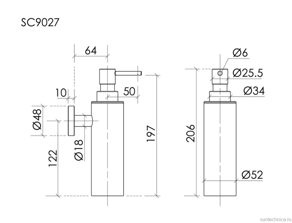 Дозатор для жидкого мыла Sancos Base SC9027GG настенный, вороненая сталь