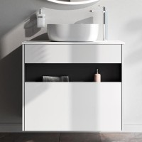 Тумба с раковиной AM.PM Func 80 белый глянец, со столешницей, раковина M8FWCC30430WG