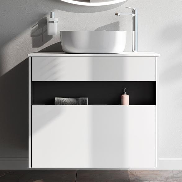 Тумба с раковиной AM.PM Func 80 белый глянец, со столешницей, раковина M8FWCC30430WG