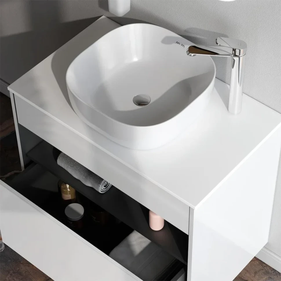 Тумба с раковиной AM.PM Func 80 белый глянец, со столешницей, раковина M8FWCC30430WG