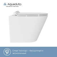 Комплект Унитаз подвесной Aqueduto Cone Tornado CONT0110 безободковый, с микролифтом, белый глянцевый + Инсталляция STWORKI + Кнопка Хельсинки 500474 золотая матовая