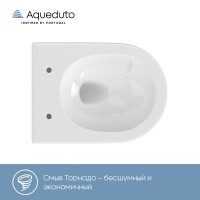 Комплект Унитаз подвесной Aqueduto Cone Tornado CONT0110 безободковый, с микролифтом, белый глянцевый + Инсталляция STWORKI + Кнопка Хельсинки 500474 золотая матовая