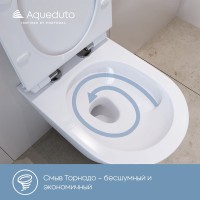 Комплект Унитаз подвесной Aqueduto Cone Tornado CONT0110 безободковый, с микролифтом, белый глянцевый + Инсталляция STWORKI + Кнопка Хельсинки 500474 золотая матовая