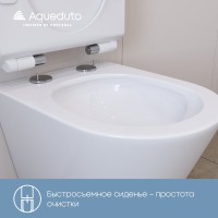 Комплект Унитаз подвесной Aqueduto Cone Tornado CONT0110 безободковый, с микролифтом, белый глянцевый + Инсталляция STWORKI + Кнопка Хельсинки 500474 золотая матовая