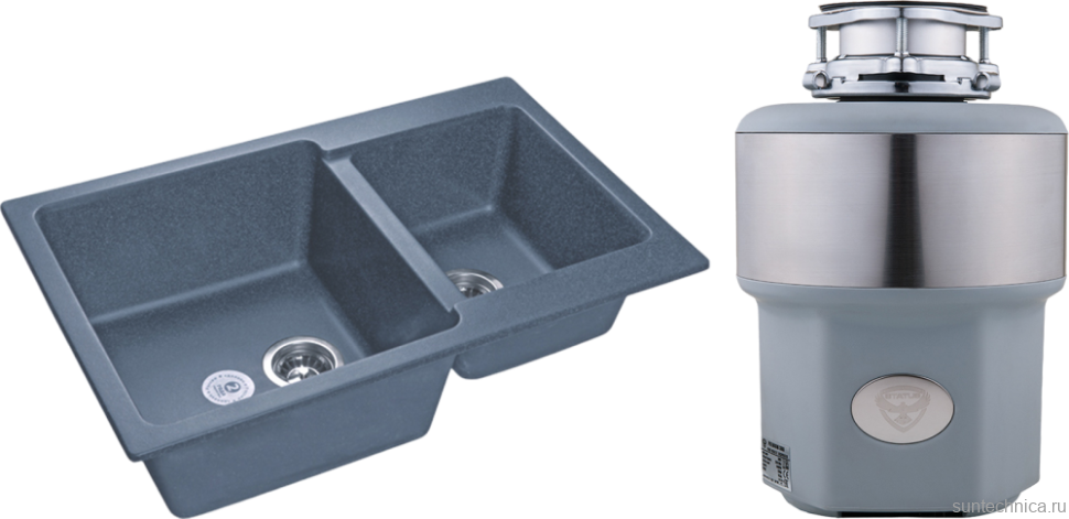 Комплект Мойка GranFest Practik GF-P780K графит + Измельчитель Status Premium 300