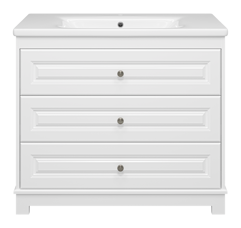 Тумба с раковиной Misty Ларго 100 напольная, матовая белая