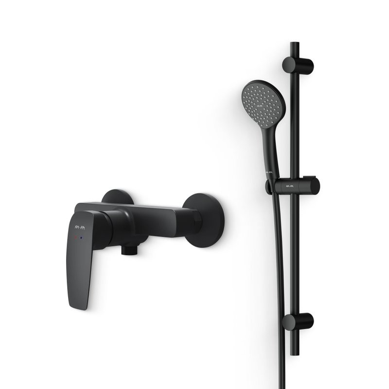 Душевой комплект Смеситель для душа AM.PM Tender F45A20022 + Гарнитур Gem F0190022 черный