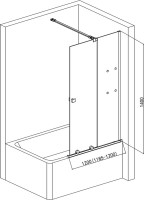 Шторка на ванну AQUAme AQM6601-2 120х140, профиль хром