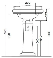 Раковина Kerasan Retro 104501D 55 см, 3 отв., пьедесталом