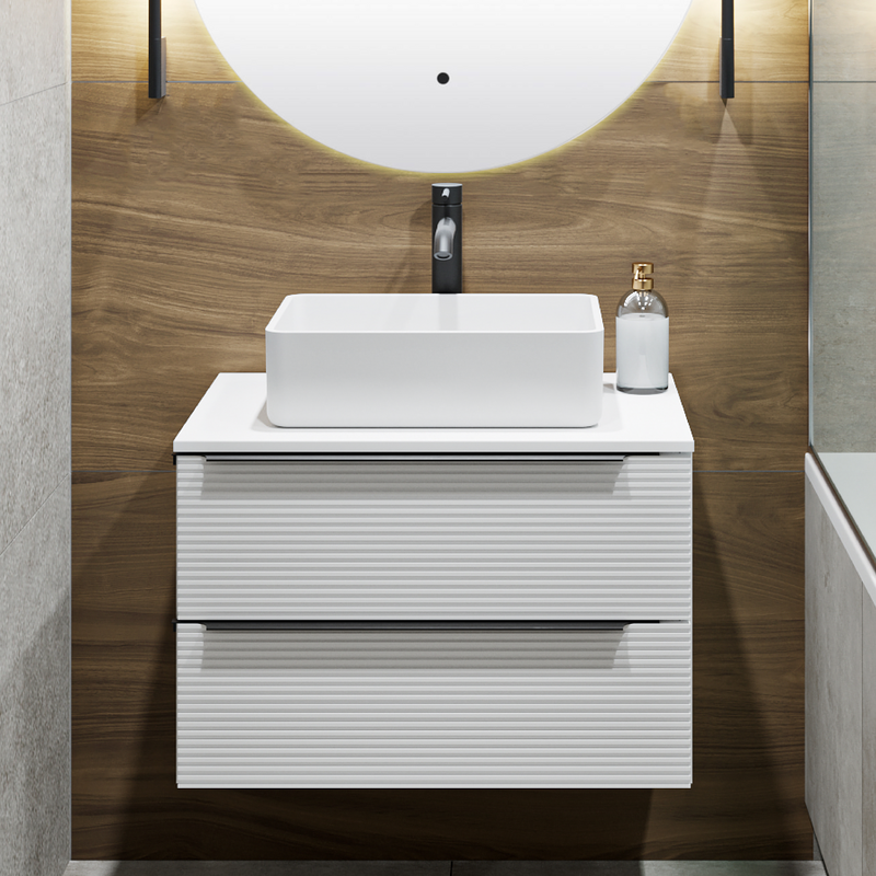 Тумба под раковину со столешницей Runo Орлеан 70 белая матовая, белый глянец