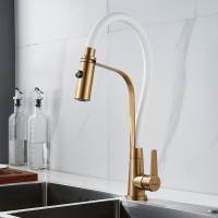 Смеситель для кухни Shevanik S943G-1 с гибким изливом, золотой сатин