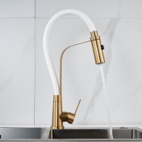 Смеситель для кухни Shevanik S943G-1 с гибким изливом, золотой сатин