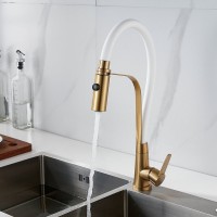 Смеситель для кухни Shevanik S943G-1 с гибким изливом, золотой сатин