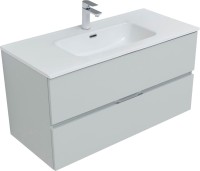 Тумба с раковиной Aquanet Алвита 100 подвесная, серая, 2 ящика