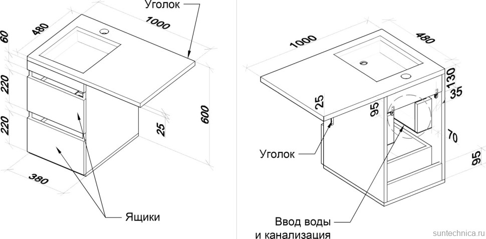 Тумба с раковиной Style Line Даллас 100 Люкс Plus подвесная L