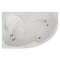 Акриловая ванна Radomir Ирма Стандарт 160x105 см, угловая, левая, пристенная, с гидромассажем, белая, асимметричная, с каркасом, с экраном, с сиденьем, со сливом-переливом, с полотенцедержателем