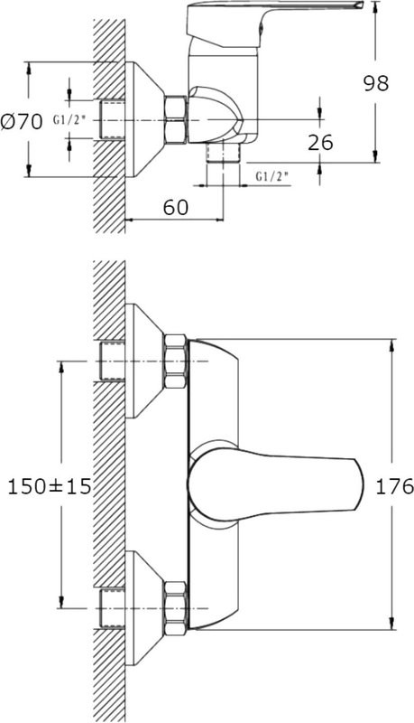 Душевой комплект Смеситель для душа Orange Sofi M43-200cr + Стойка S05cr