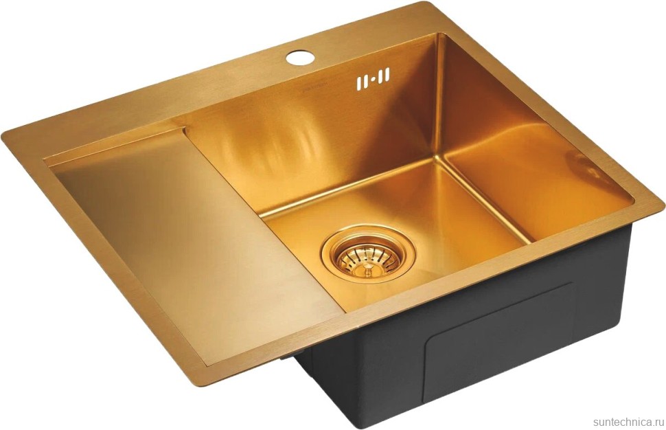 Комплект Мойка Paulmark Kroner PM225951-BGR брашированное золото R + Измельчитель Intenso