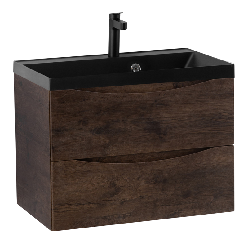 Тумба с раковиной BelBagno Marino 60 подвесная, rovere moro, черная раковина