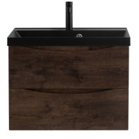 Тумба с раковиной BelBagno Marino 60 подвесная, rovere moro, черная раковина